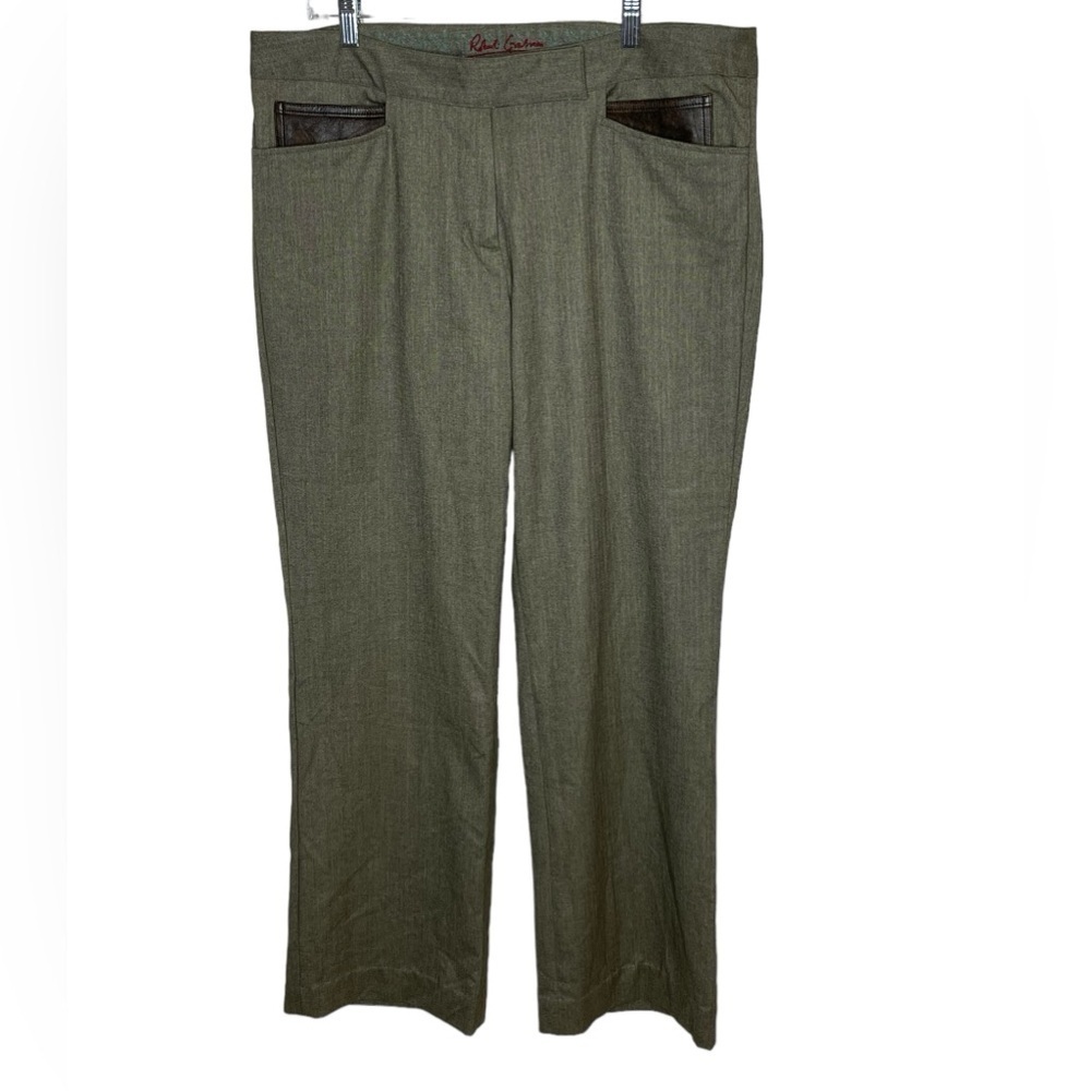 Robert Graham Tailored Grey Dress Pants Faux Leather Trim Men’s Waist 40